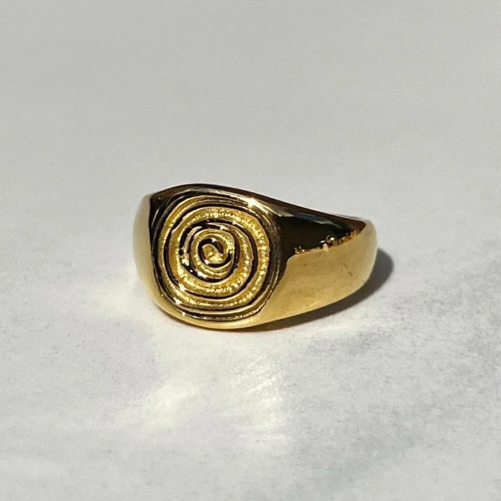 New! “Mila” Engraved Swirl Chunky Gold Ring